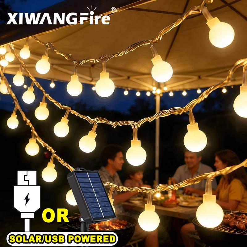 Outdoor Lighting For Garden - 3-10M Solar/USB/Battery String Lights, Fairy Globe