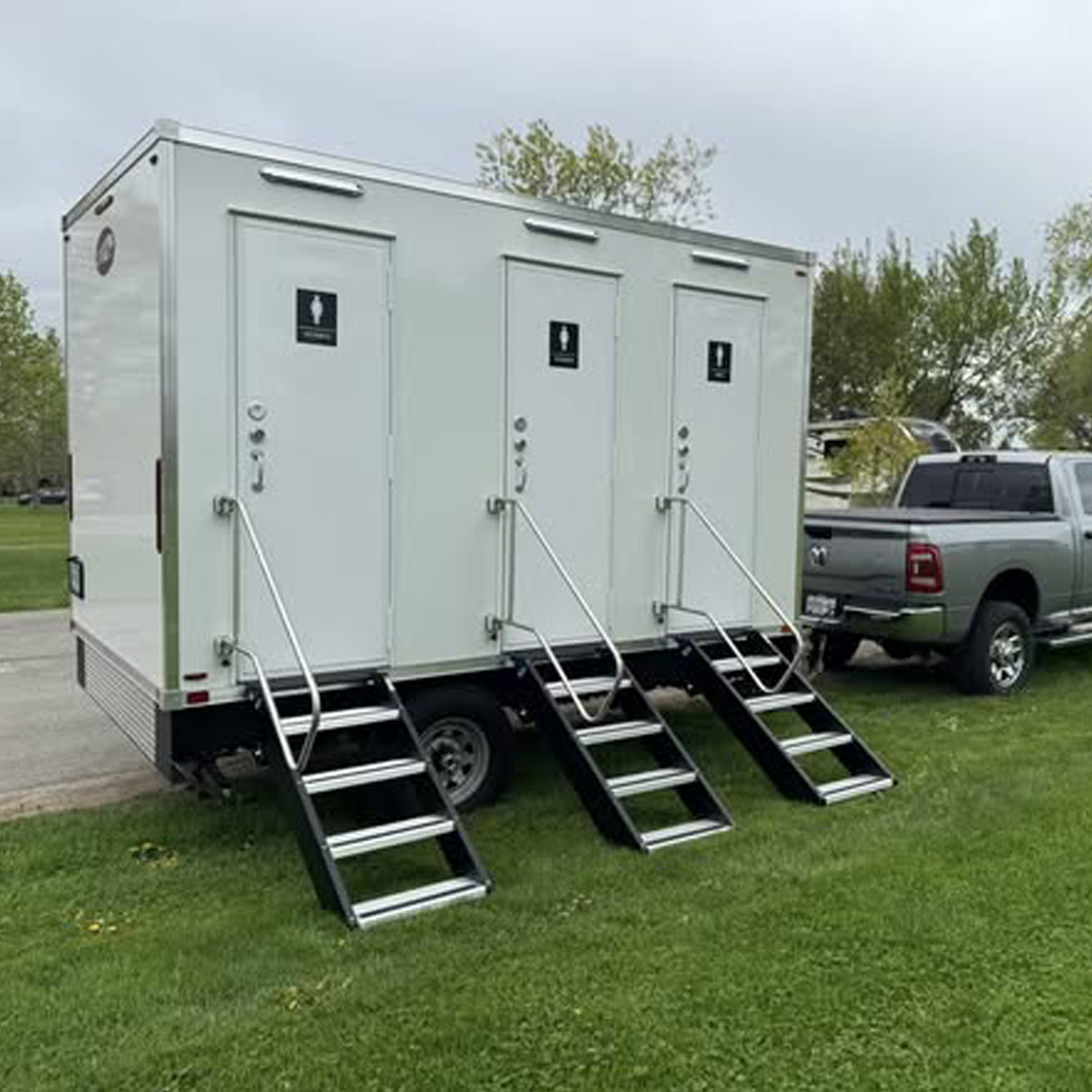 Outdoor Lighting Rental - Mobile Toilet Trailer Luxury 3 Stalls