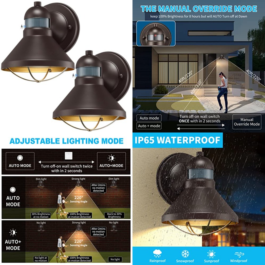 Motion Sensor Outdoor - 2 Pack Motion Sensor Outdoor LED