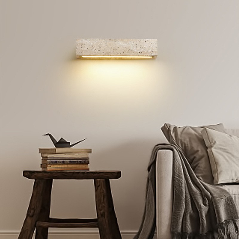 Outdoor Lighting Rental - Yellow Travertine Bedroom Bedside Wall Light