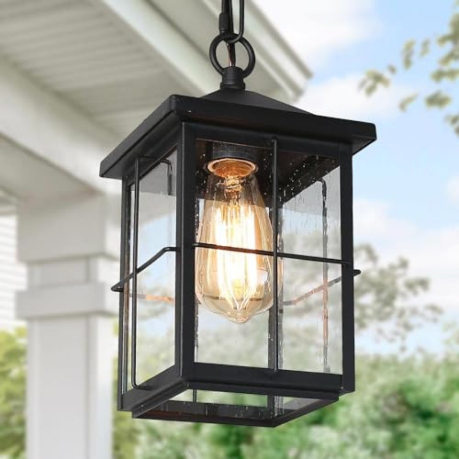 Lighting Fixture Outdoor - Outdoor Pendant Light Fixture, Farmhouse Black