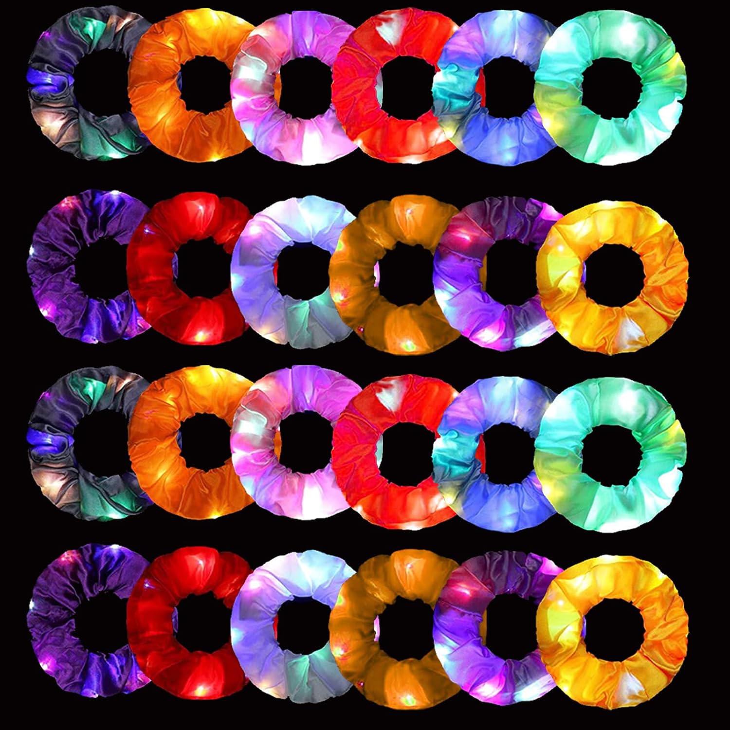 Outdoor Lighting Effects - 6pcs LED Scrunchies Hair Bands Light