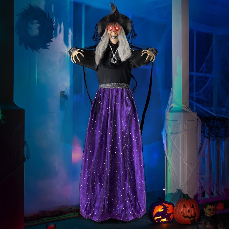 Outdoor Lighting Effects - 47'' Animated Witch Halloween Decorations Outdoor