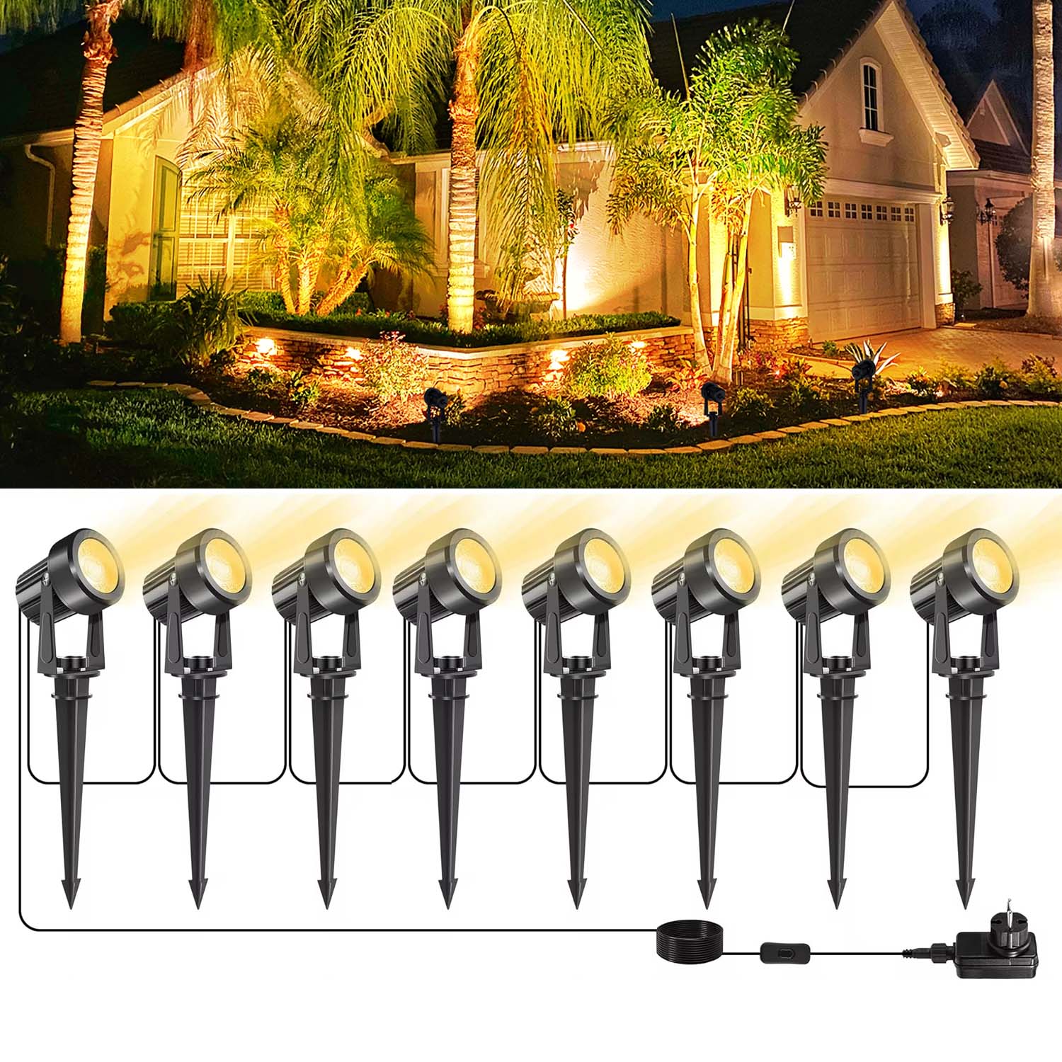 Outdoor Lighting Uk - 4/6/8LEDS 3000K Outdoor Spotlight Landscape IP65