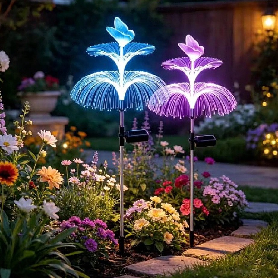 Outdoor Lighting Jellyfish - 2pcs Solar Powered Jellyfish Garden Lights,