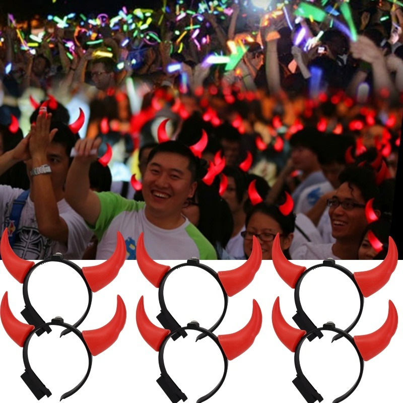 LED Devil Horns Headband Light - Outdoor Lighting Halloween ulasan dan harga