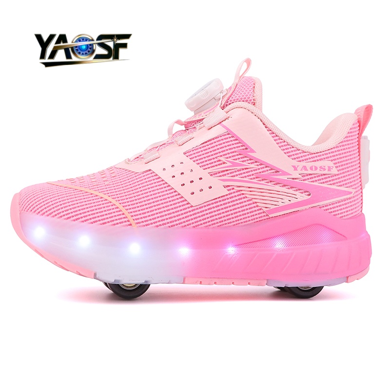 Kids 4-Wheel LED Light Up Shoe - Outdoor Lighting Effects ulasan dan harga