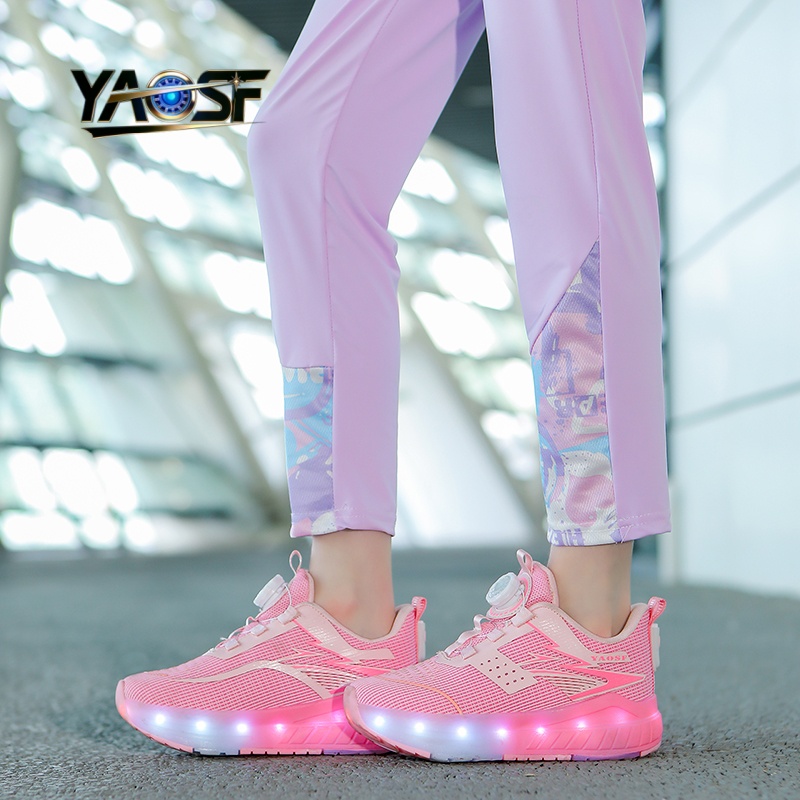 Kids 4-Wheel LED Light Up Shoe - Outdoor Lighting Effects ulasan dan harga