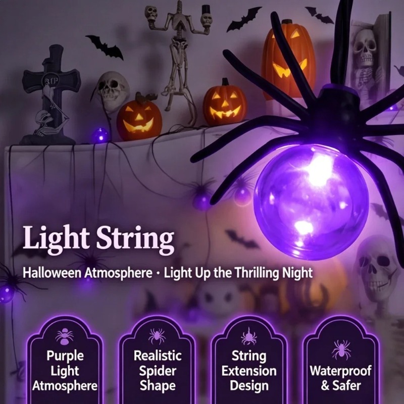 Battery Powered Spider LED Str - Outdoor Lighting Halloween ulasan dan harga
