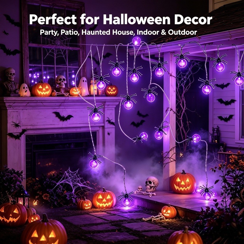 Battery Powered Spider LED Str - Outdoor Lighting Halloween ulasan dan harga