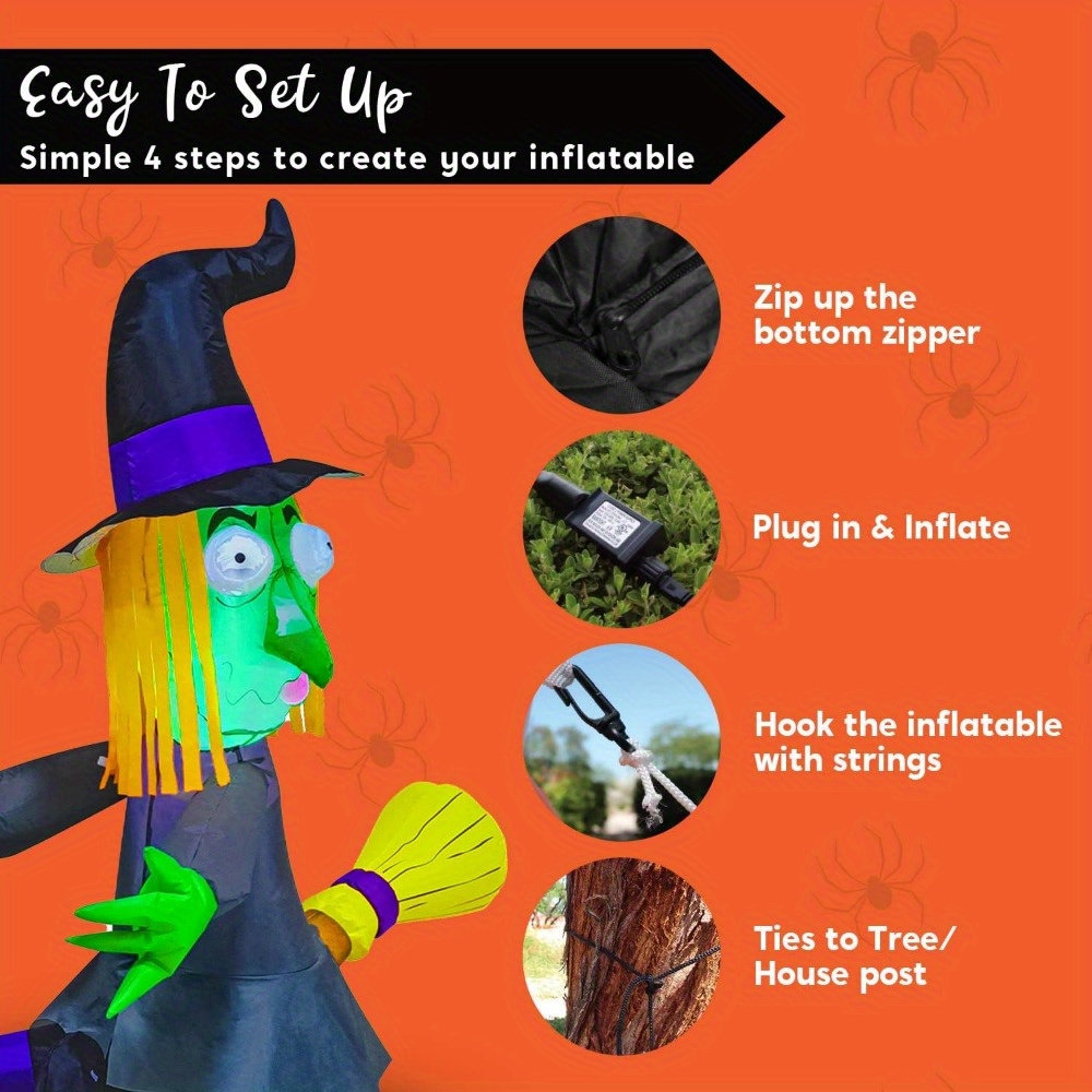 4FT Halloween Inflatable Witch - Outdoor Lighting Effects ulasan dan harga
