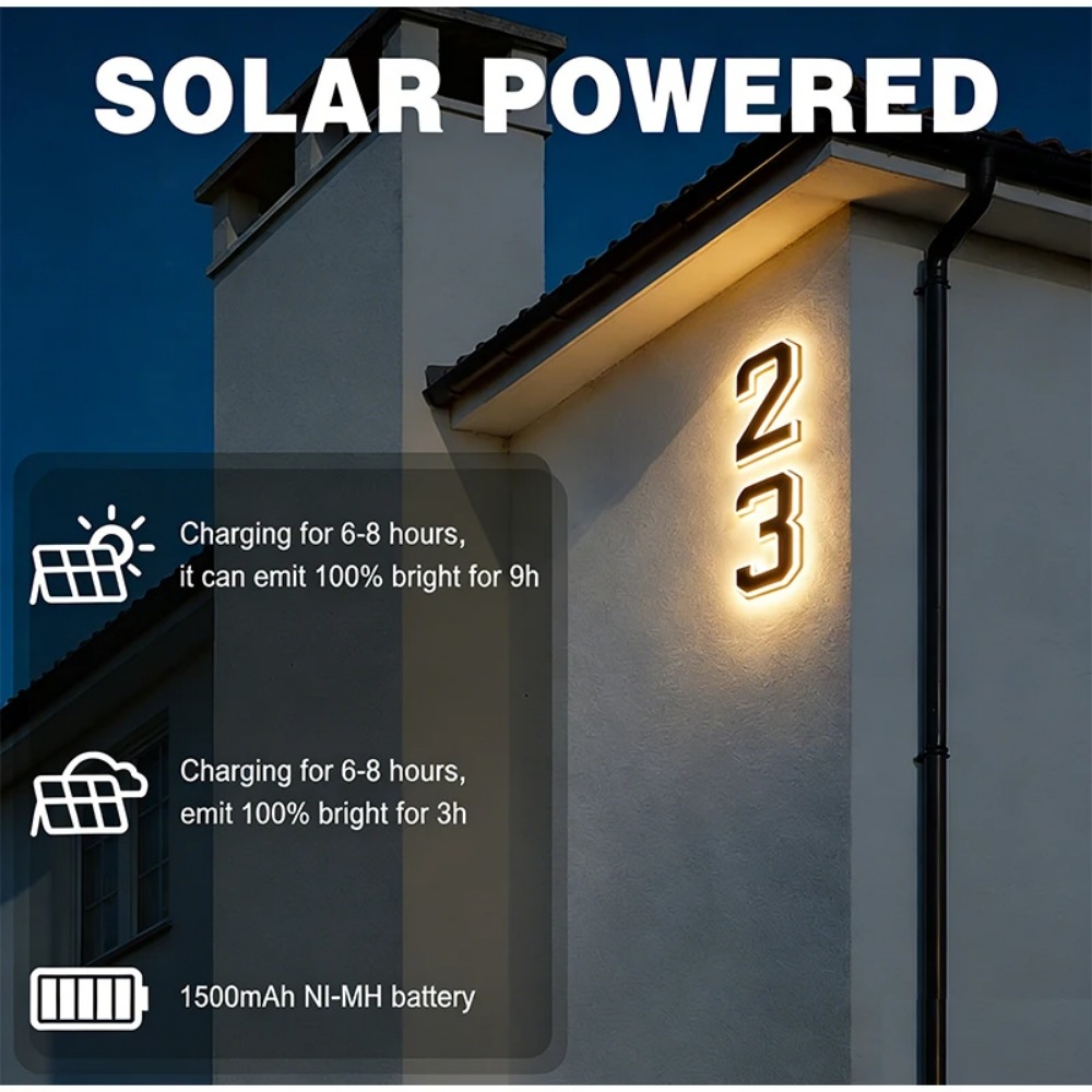 New Solar Address Sign LED Hou - Xl Outdoor Lighting ulasan dan harga