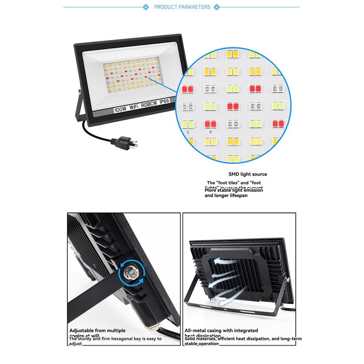 Nices 100W RGBCW LED Flood Lig - Outdoor Lighting Uk ulasan dan harga