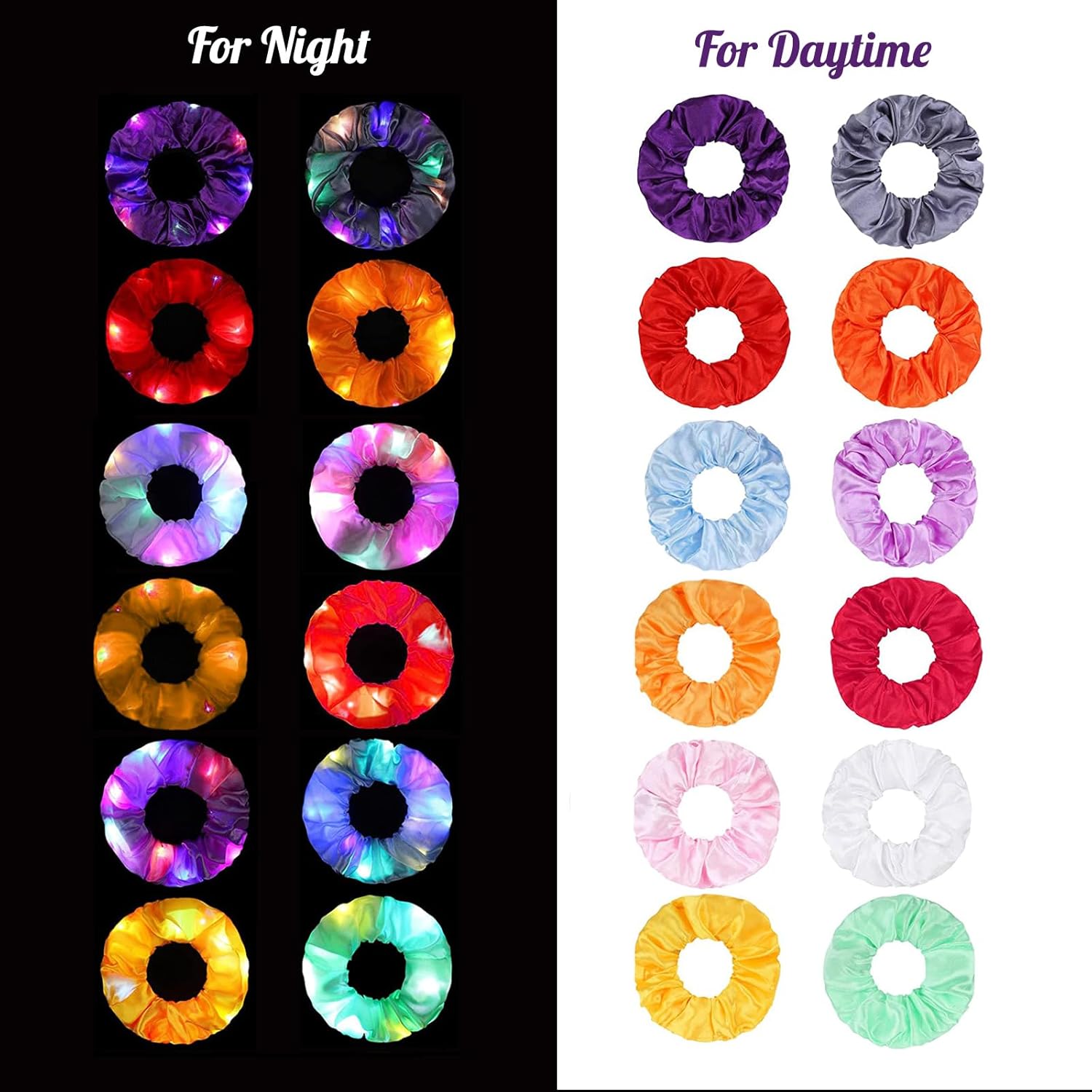 6pcs LED Scrunchies Hair Bands - Outdoor Lighting Effects ulasan dan harga