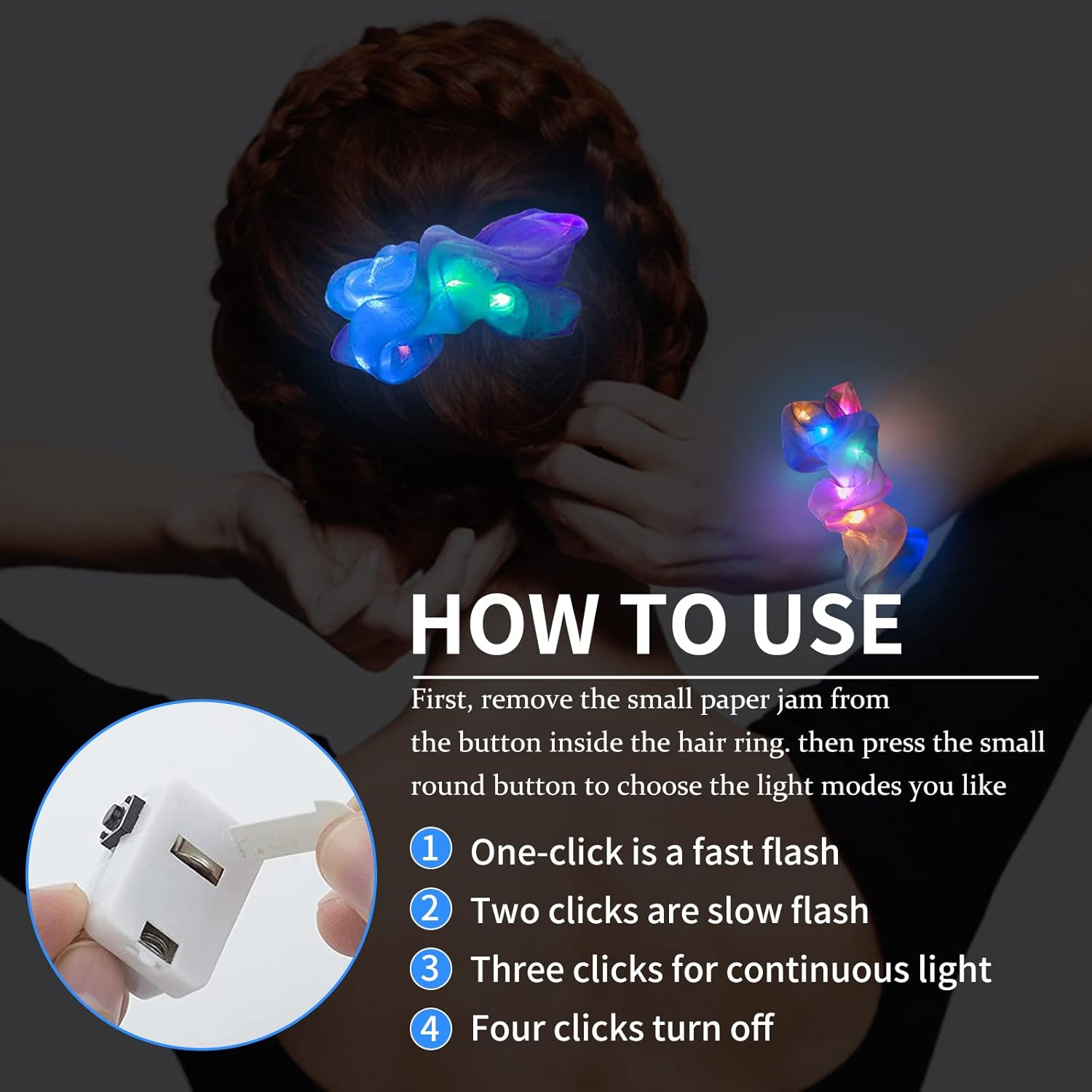 6pcs LED Scrunchies Hair Bands - Outdoor Lighting Effects ulasan dan harga