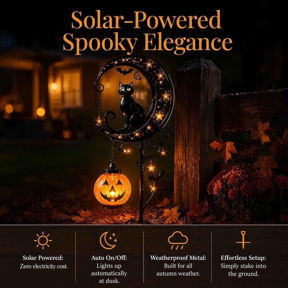 Solar Halloween Black Cat & Pu - Outdoor Lighting Halloween ulasan dan harga