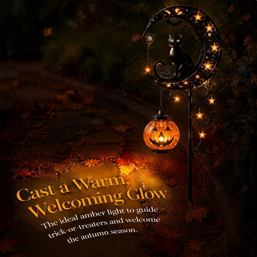 Solar Halloween Black Cat & Pu - Outdoor Lighting Halloween ulasan dan harga