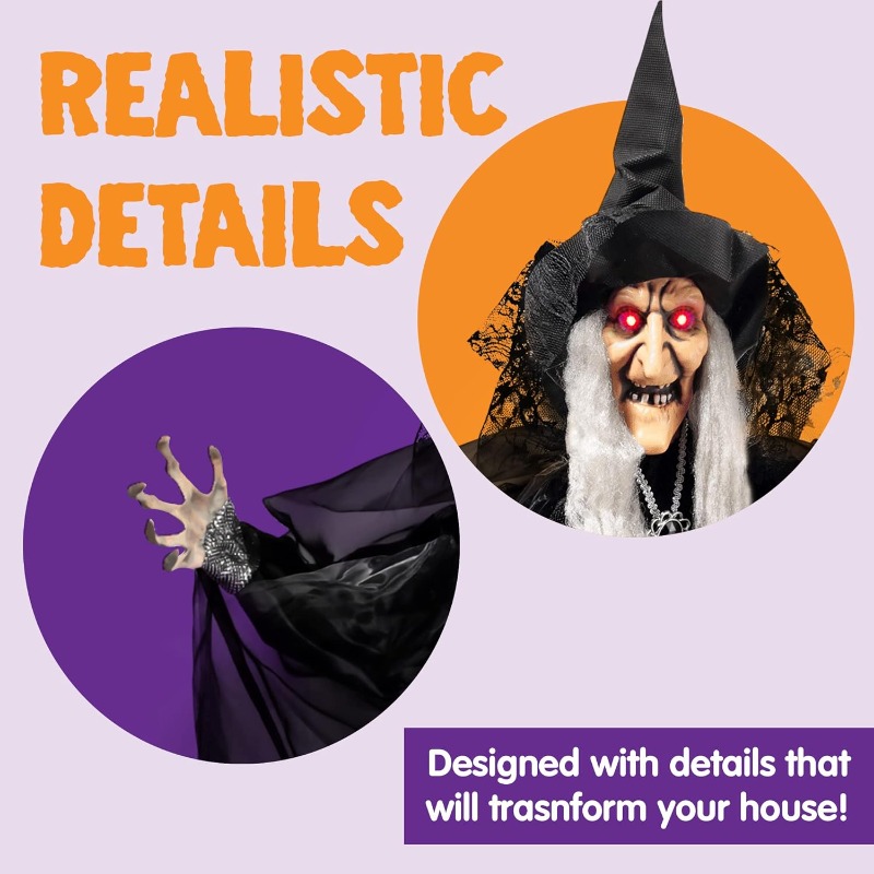 47'' Animated Witch Halloween  - Outdoor Lighting Effects ulasan dan harga