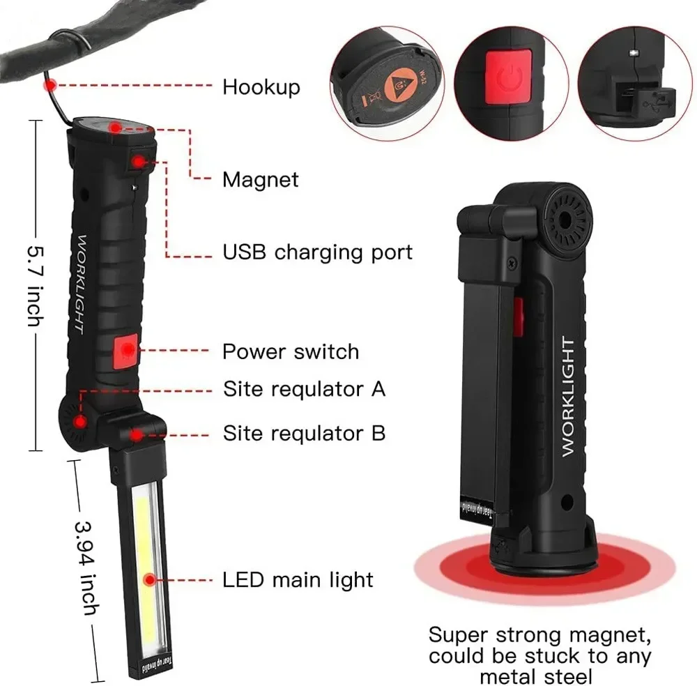 LED COB Flashlight USB Recharg - Lighting Fixture Outdoor ulasan dan harga