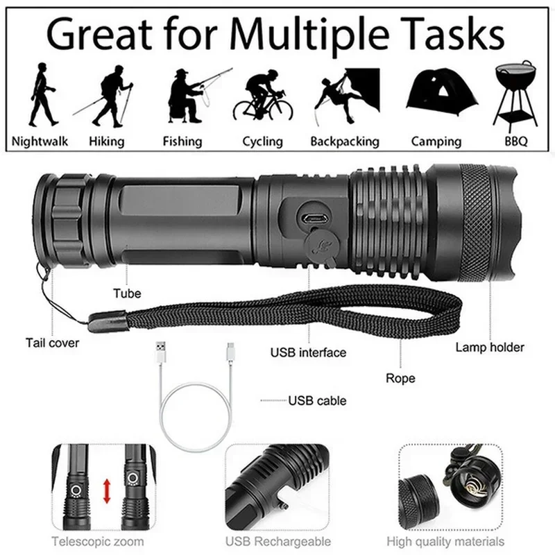 High Power XHP70 Led Flashligh - Outdoor Lighting Setup ulasan dan harga
